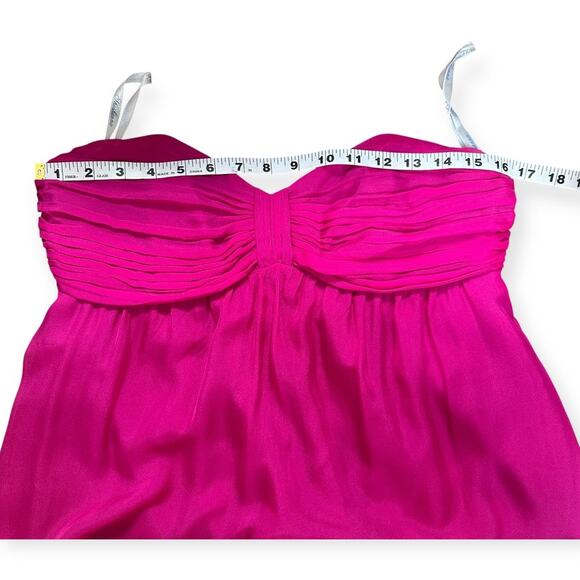 SHOSHANNA 100% Silk Strapless Dress Pink Orange Colorblock Bow Bust 6 - Picture 6 of 8
